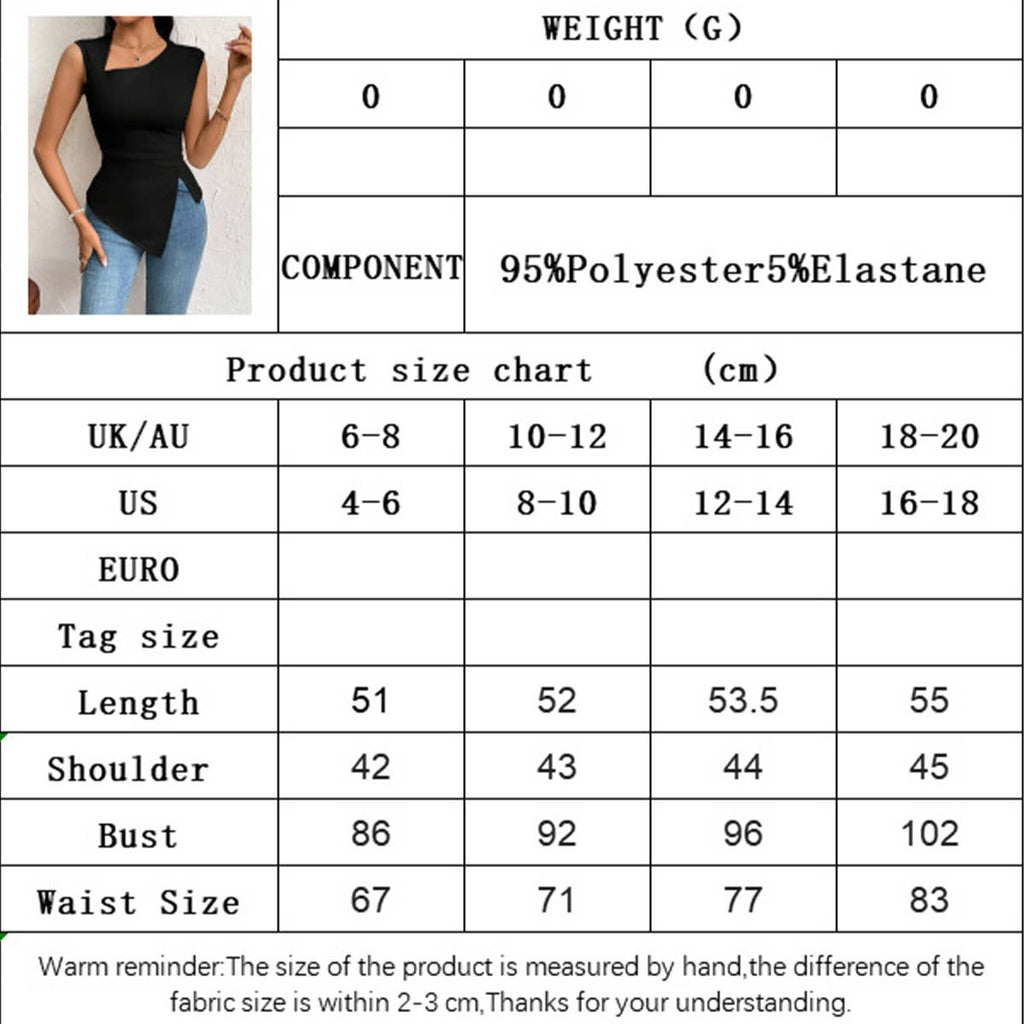 Diagonal neckline slim short irregular top