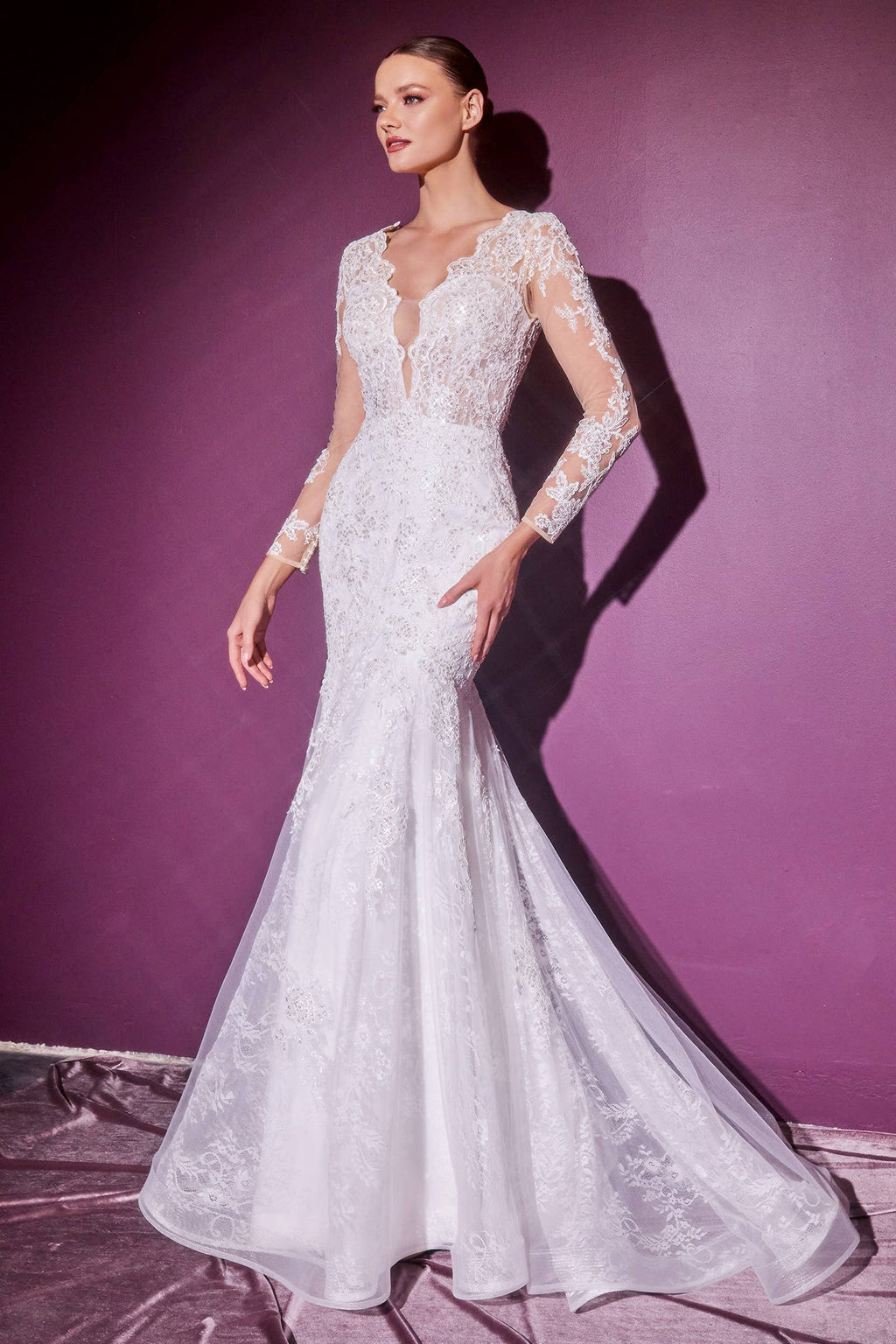 LAYERED LACE MERMAID BRIDAL GOWN