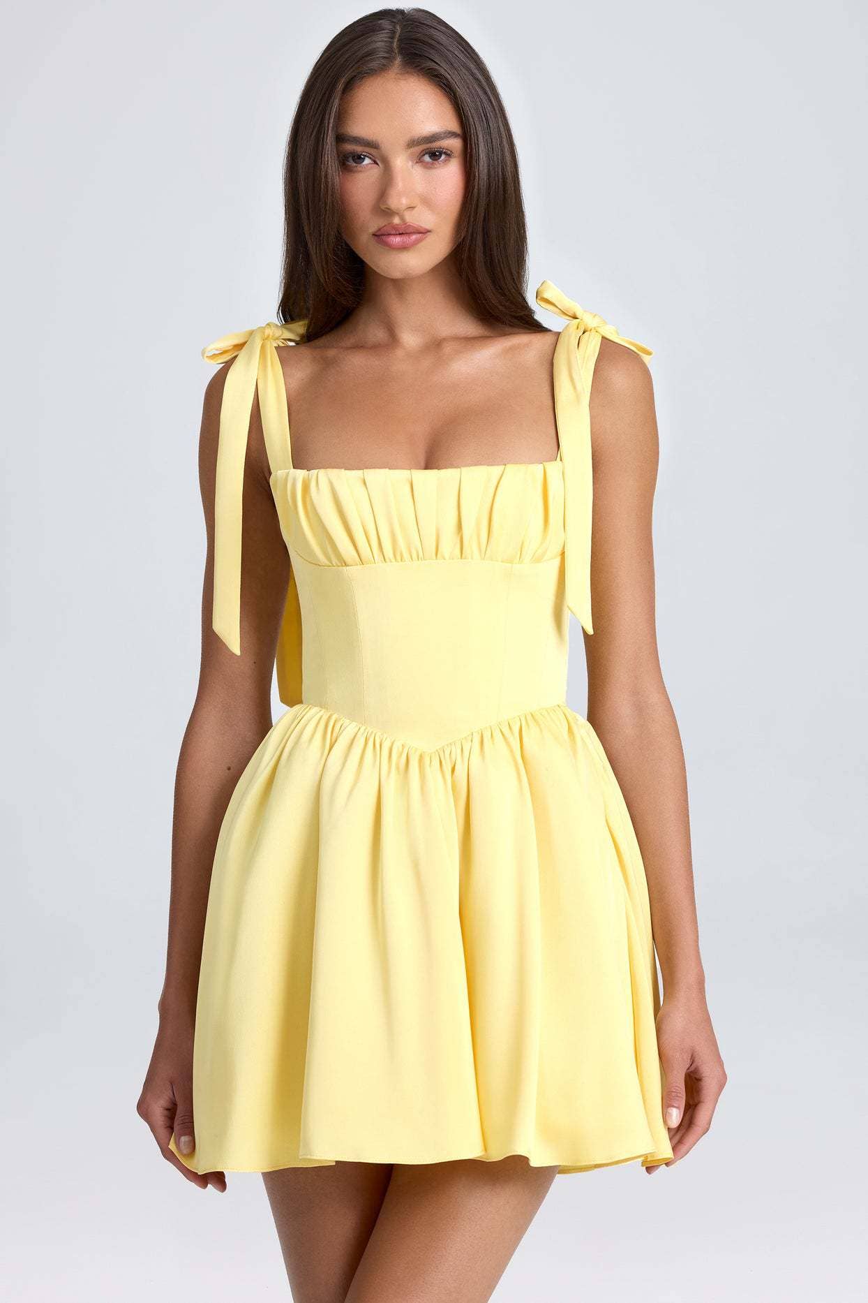Fashionable square neck high-waist dress