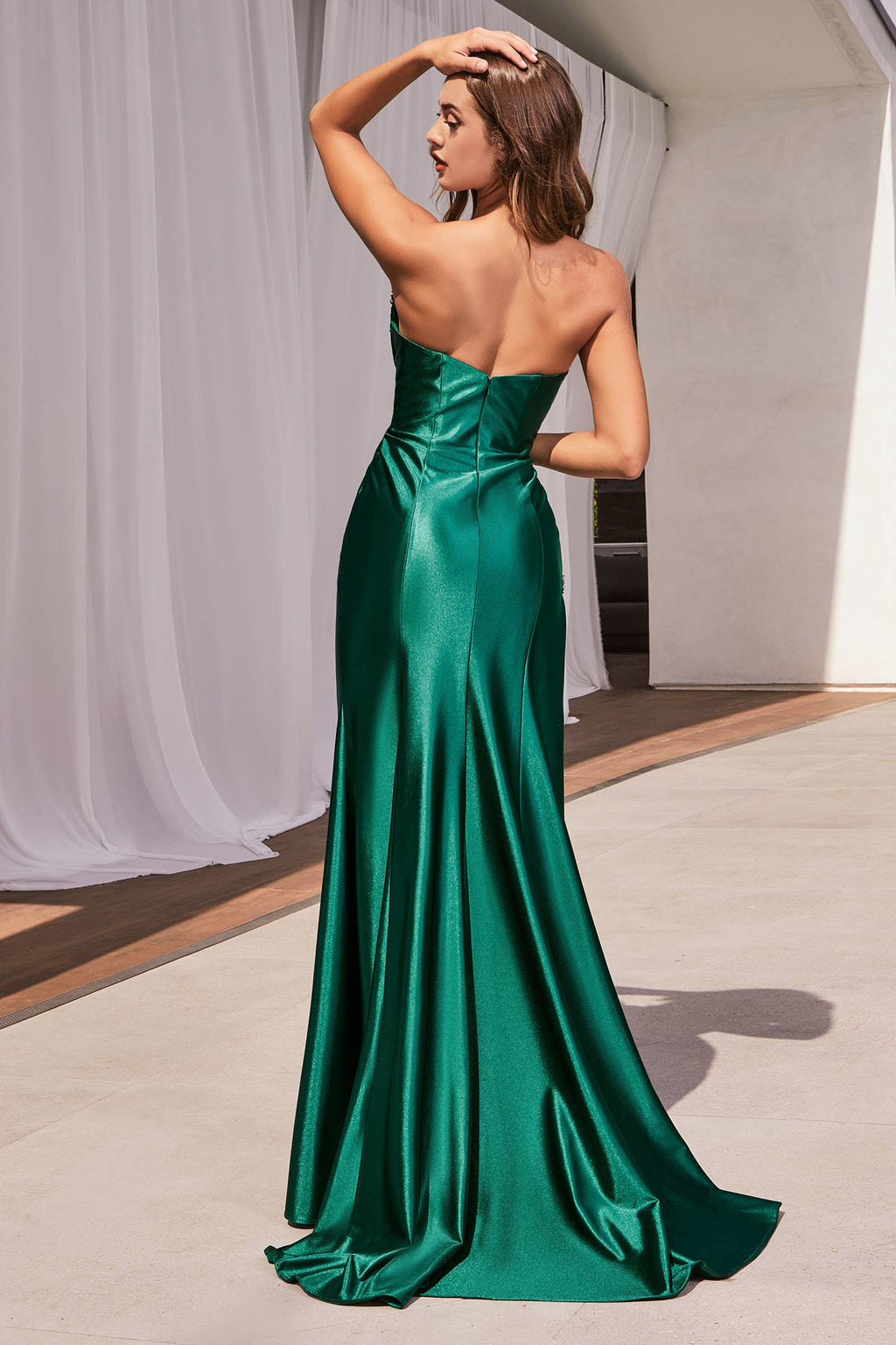 STRAPLESS SATIN GOWN