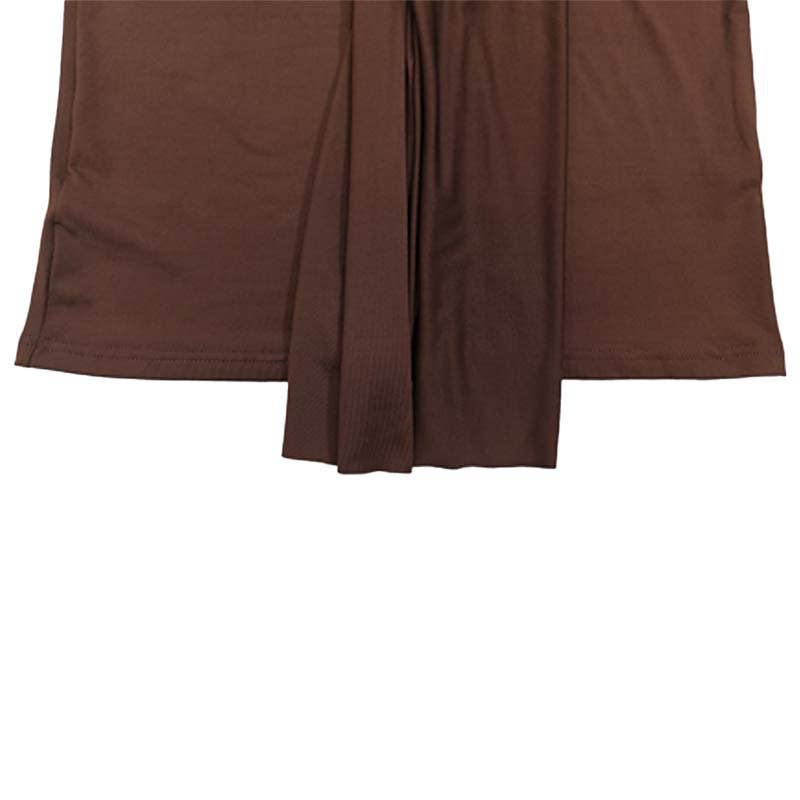 Solid-color round-neck and body-hugging dress